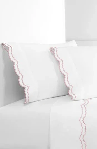 Melange Home Double Scallop Embroidered 300 Thread Count 100% Cotton Sheet Set