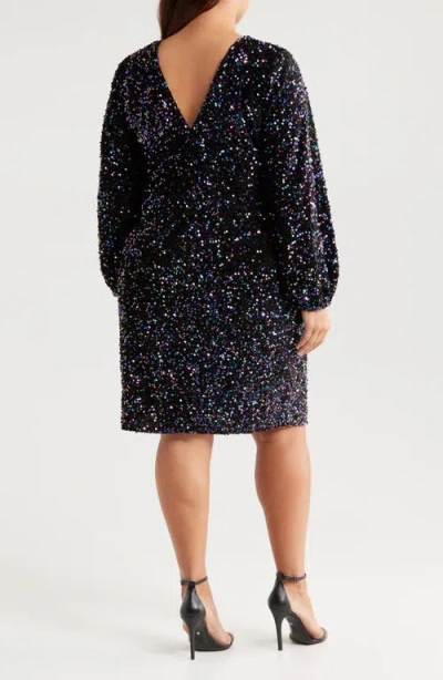 By Design Empire State Ii Sequin Long Sleeve Dress In Black