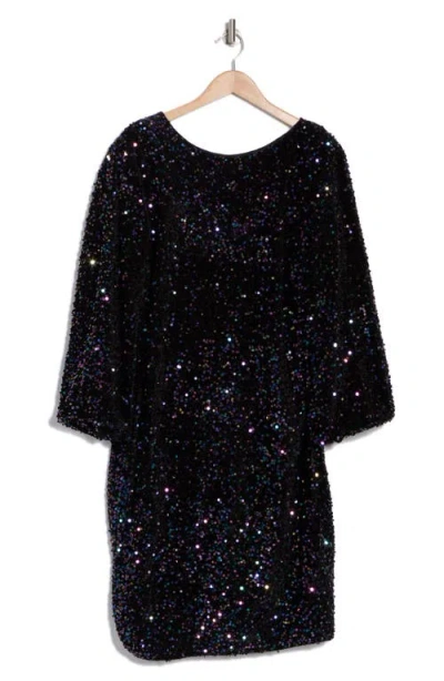 By Design Empire State Ii Sequin Long Sleeve Dress In Black