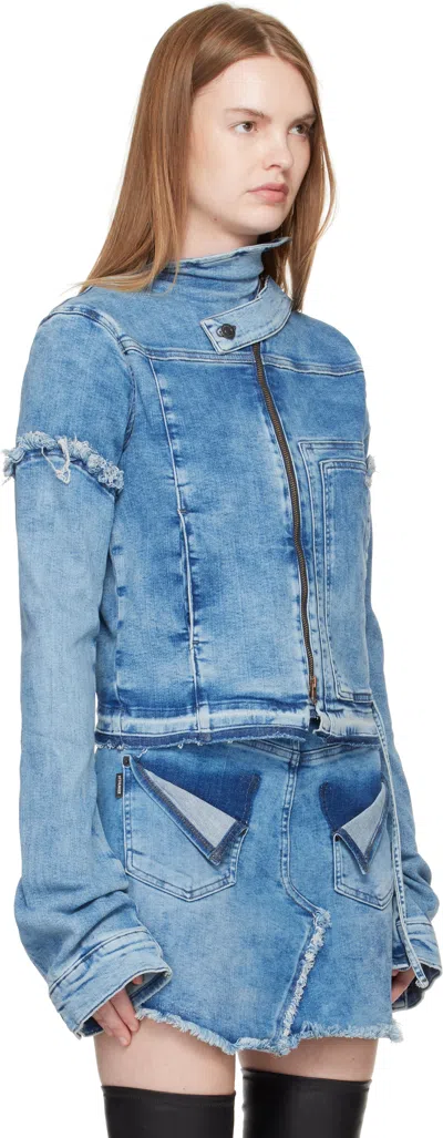 Ottolinger Blue Drape Collar Denim Jacket In Blue