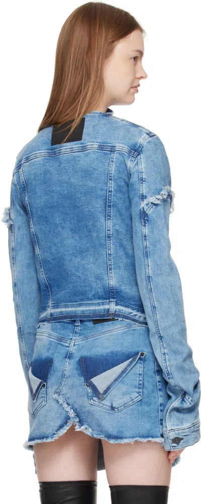 Ottolinger Blue Drape Collar Denim Jacket In Blue