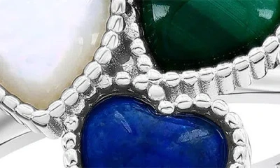 Simona Trio Heart Ring In Multi