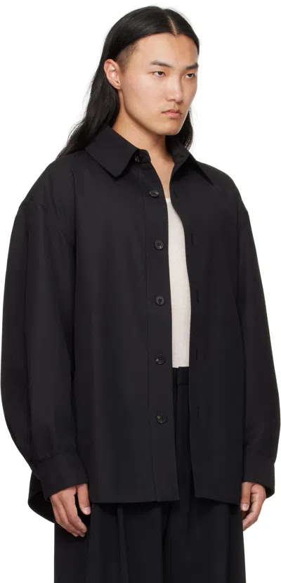 Lgn Louis Gabriel Nouchi Black Wool Overshirt In Black