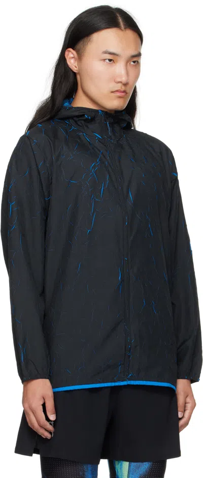 On Pace Printed Recycled-shell Hooded Jacket In Black