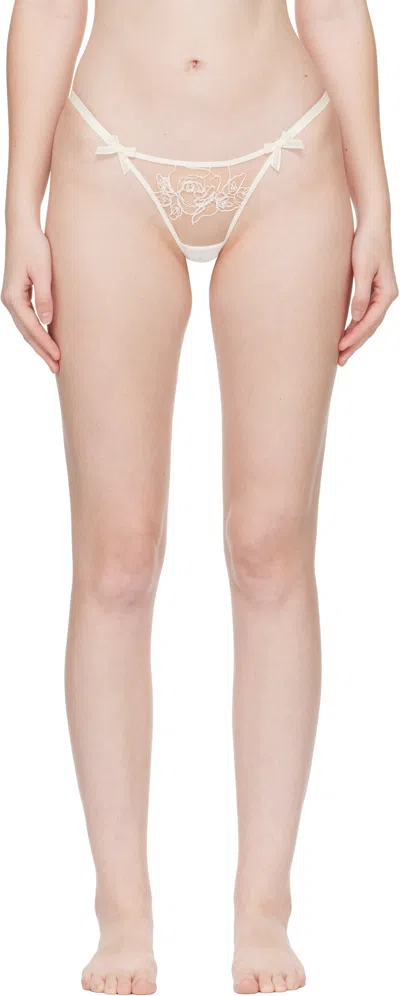Agent Provocateur Off-white & Beige Lindie Thong In Neutral
