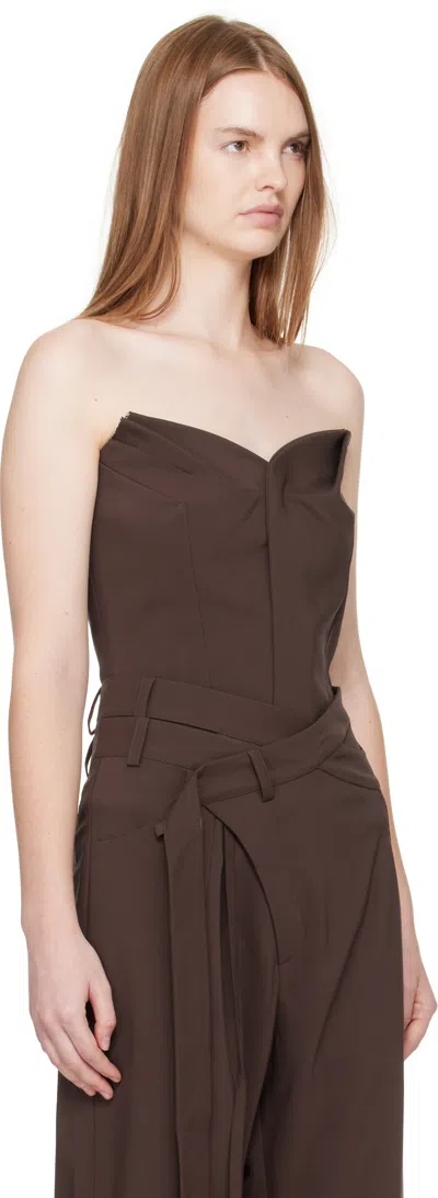 Ottolinger Brown Suiting Bustier Top In Brown