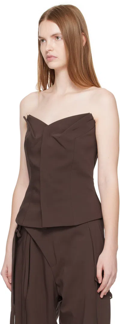Ottolinger Brown Suiting Bustier Top In Brown