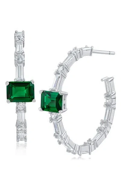 Cz By Kenneth Jay Lane Mixed Cubic Zirconia Inside Out Hoop Earrings In Metallic