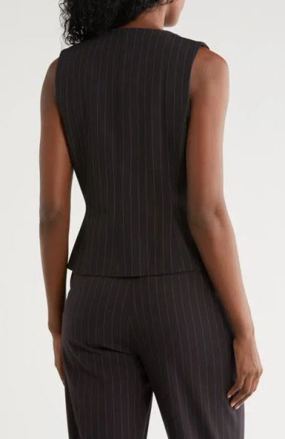 Dkny Pinstripe Buttoned Top In Black