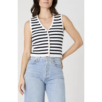 French Connection Cotton Stripe Sweater Vest In Black