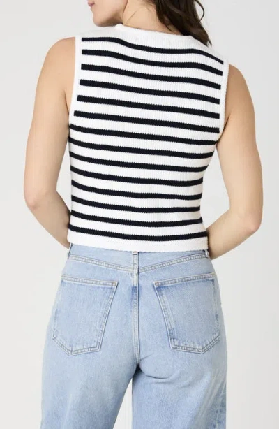 French Connection Cotton Stripe Sweater Vest In Black