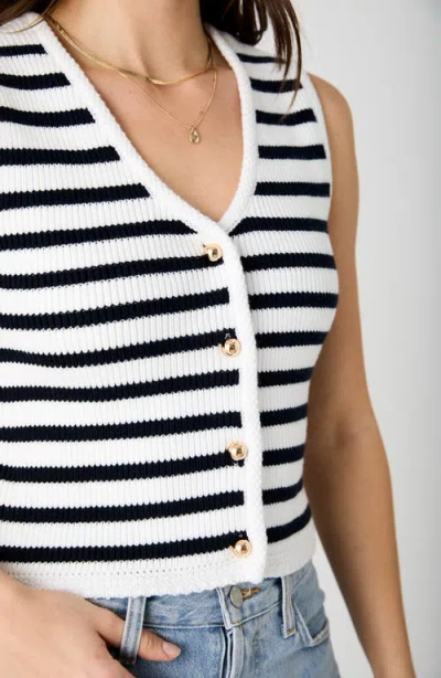 French Connection Cotton Stripe Sweater Vest In Black