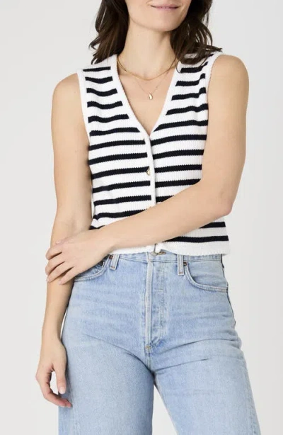 French Connection Cotton Stripe Sweater Vest In Black