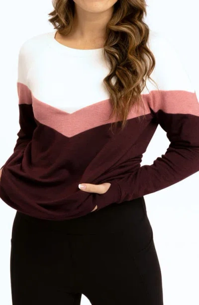 Threads 4 Thought Chevron Stripe Feather Fleece Sweatshirt In Burgundy