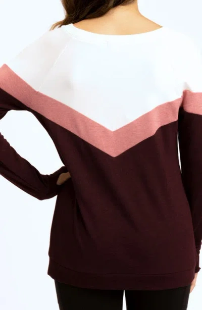 Threads 4 Thought Chevron Stripe Feather Fleece Sweatshirt In Burgundy