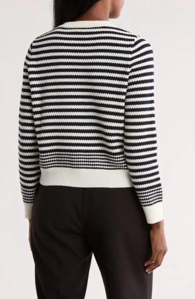 Adrianna Papell Lady-like Stripe Sweater In Blue