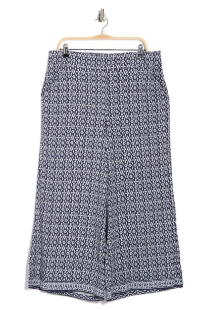 Max Studio Print Crop Wide Leg Pants In Gray