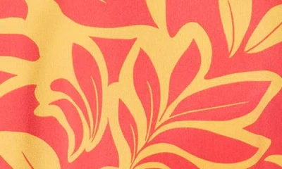 Renee C Print Bubble Hem Satin Top In Red