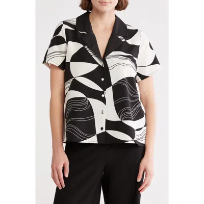Love By Design Rhythm Short Sleeve Button-up Shirt In Black