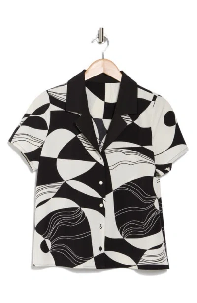 Love By Design Rhythm Short Sleeve Button-up Shirt In Black