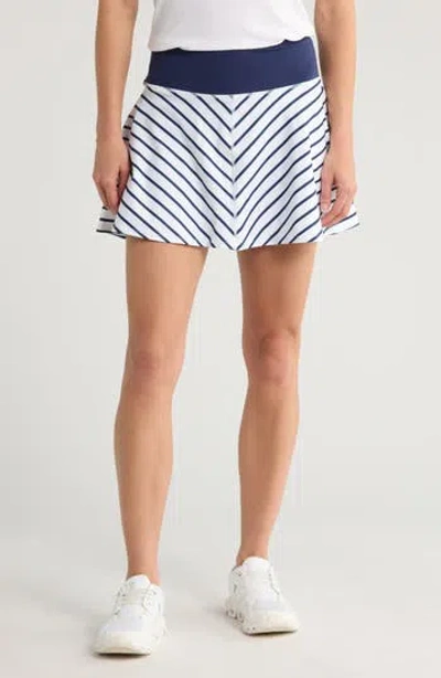 Yogalicious Lux Stripe Match Point Skort In Blue