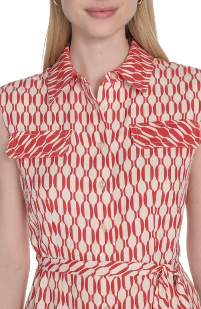 Calvin Klein Sleeveless Midi Shirtdress In Pink