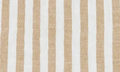 Max Studio Stripe Short Sleeve Textured Button-up Shirt In Neutral