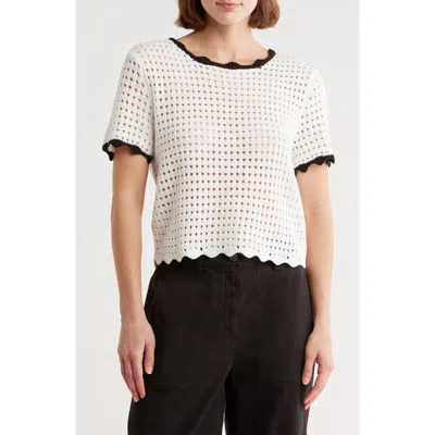 Rdi Short Sleeve Open Stitch Sweater In Neutral