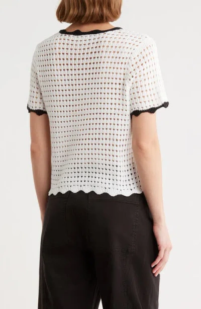 Rdi Short Sleeve Open Stitch Sweater In Neutral