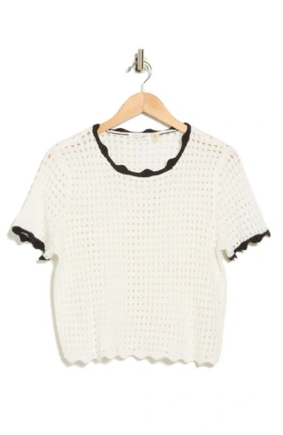 Rdi Short Sleeve Open Stitch Sweater In Neutral