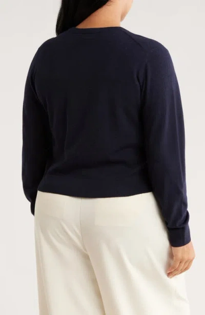 Nordstrom Rack Crewneck Button Front Cardigan In Blue