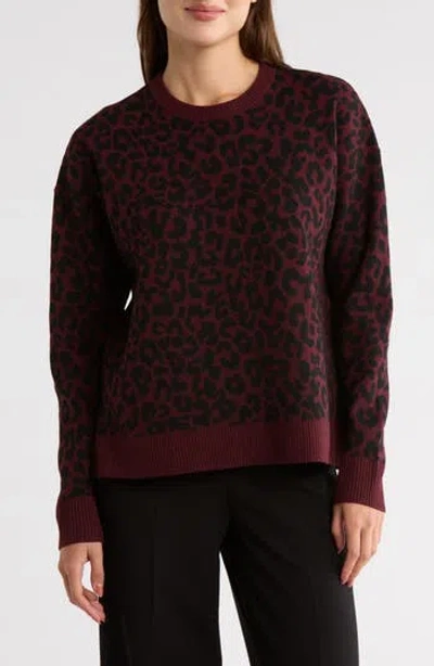 Nordstrom Rack Patterned Crewneck Sweater In Burgundy