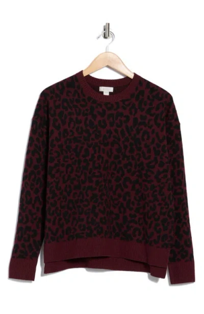 Nordstrom Rack Patterned Crewneck Sweater In Burgundy