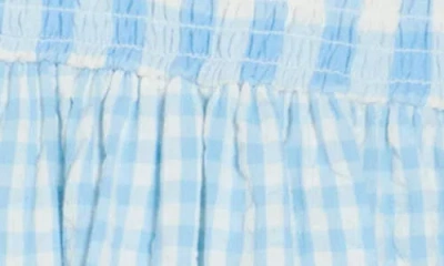 Avec Les Filles Mixed Print Tiered Cotton Gingham Maxi Skirt In Blue