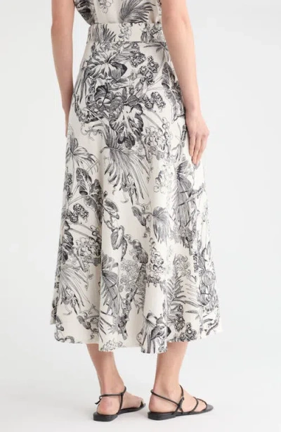 T Tahari Belted Linen Blend Maxi Skirt In Multi