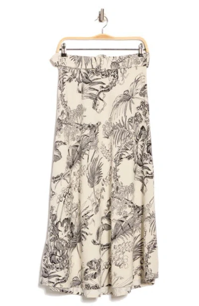 T Tahari Belted Linen Blend Maxi Skirt In Multi