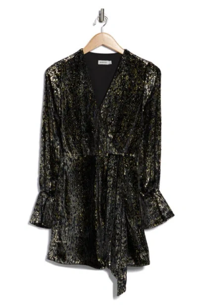 Simkhai Camryn Long Sleeve Faux Wrap Minidress In Black