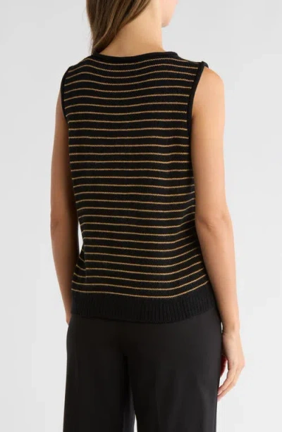 Bobeau Stripe Button-up Sweater Vest In Multi