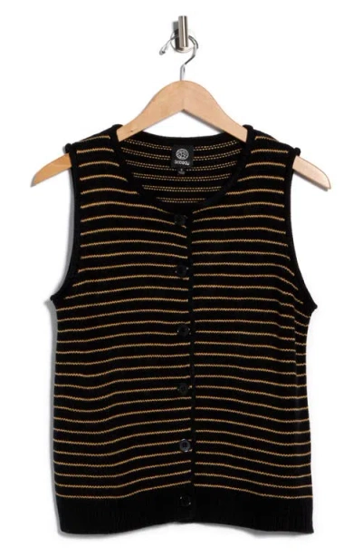 Bobeau Stripe Button-up Sweater Vest In Multi