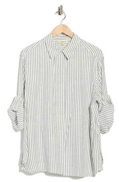 Max Studio Stripe Popover Tunic In White
