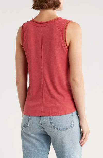 Democracy Scoop Neck Rib Tank Top In Red
