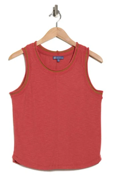 Democracy Scoop Neck Rib Tank Top In Red