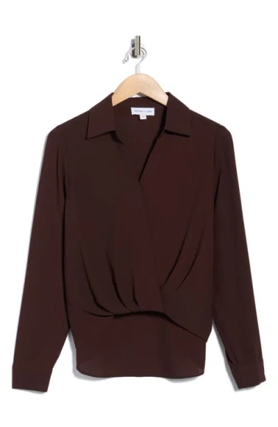Gemma + Jane Crossover Long Sleeve High-low Top In Brown