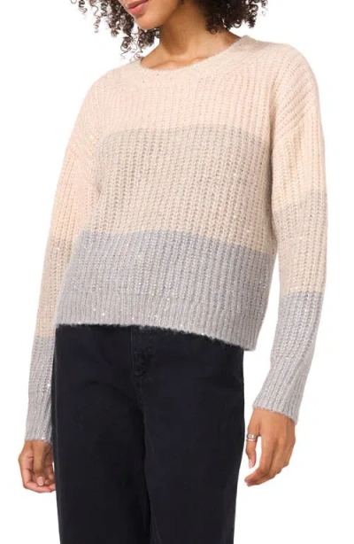 Vince Camuto Sequin Colorblock Stripe Sweater In Multi