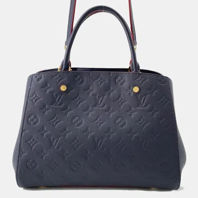 Pre-owned Louis Vuitton Montaigne Marine Rouge Monogram Empreinte Leather Size Mm In Blue