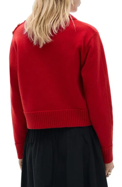 Mango Button Shoulder Mock Neck Sweater In Red