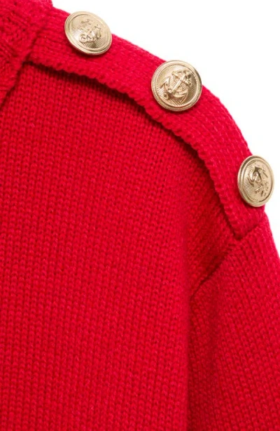 Mango Button Shoulder Mock Neck Sweater In Red