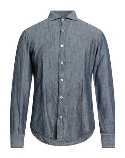 Eleventy Platinum Man Denim Shirt Blue Size S Cotton In Blue
