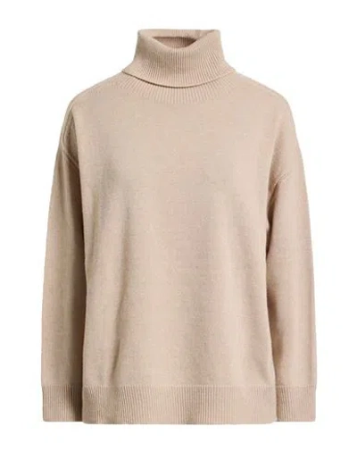 Maria Bellentani Woman Turtleneck Beige Size 10 Polyamide, Wool, Viscose, Cashmere In Neutral