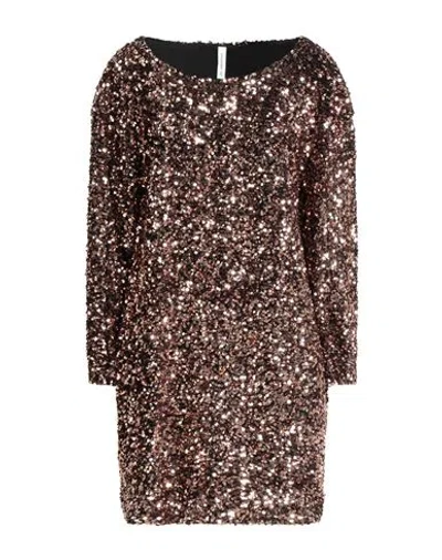 Tensione In Woman Mini Dress Bronze Size M Polyester, Elastane In Multi